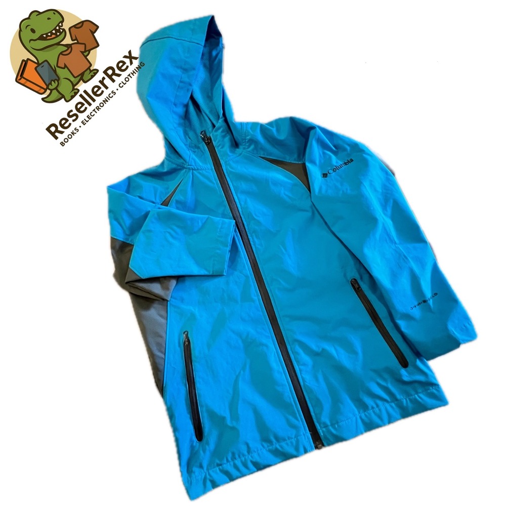 Columbia Kids Blue Black Hooded Zip Up Jacket Outerwear Size 8